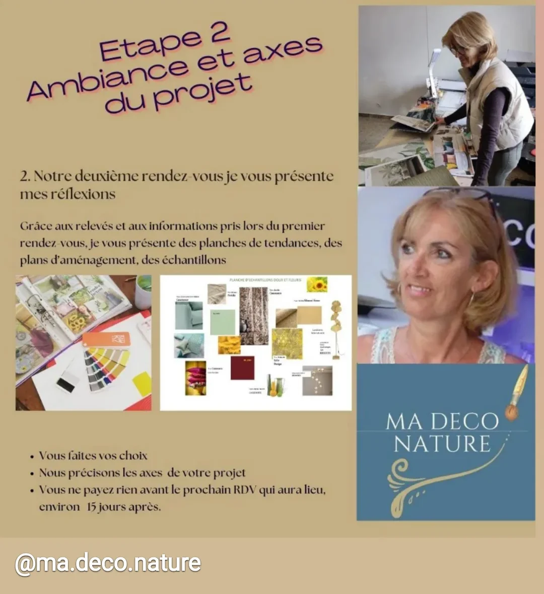 Propositions avec des planches de tendances, des plans, des échantillons